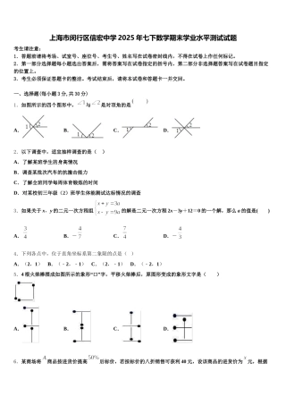 上海市闵行区信宏中学2025年七下数学期末学业水平测试试题含解析