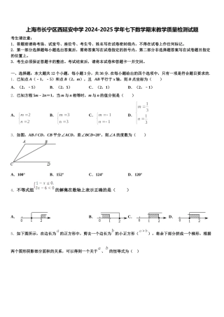 上海市长宁区西延安中学2024-2025学年七下数学期末教学质量检测试题含解析