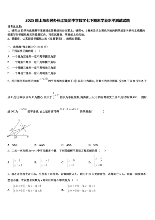 2025届上海市民办张江集团中学数学七下期末学业水平测试试题含解析
