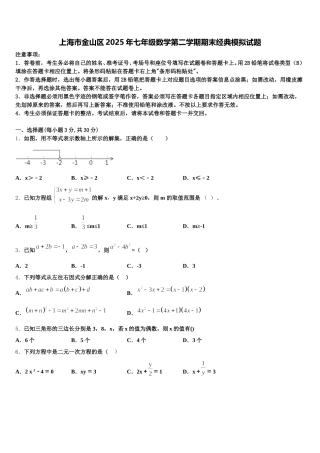 上海市金山区2025年七年级数学第二学期期末经典模拟试题含解析