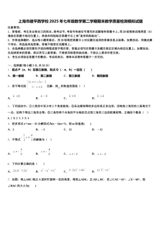 上海市建平西学校2025年七年级数学第二学期期末教学质量检测模拟试题含解析