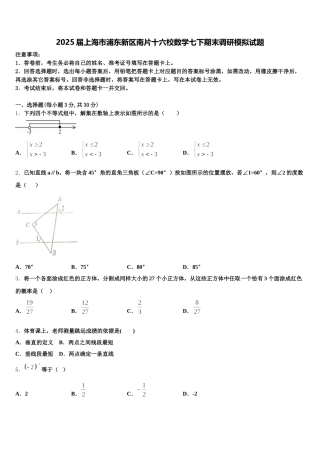 2025届上海市浦东新区南片十六校数学七下期末调研模拟试题含解析