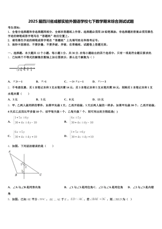 2025届四川省成都实验外国语学校七下数学期末综合测试试题含解析