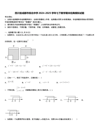 四川省成都市棕北中学2024-2025学年七下数学期末经典模拟试题含解析