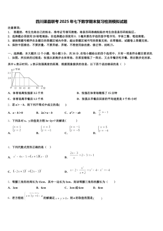 四川渠县联考2025年七下数学期末复习检测模拟试题含解析