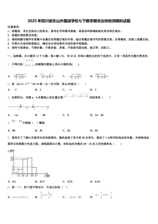 2025年四川省乐山外国语学校七下数学期末达标检测模拟试题含解析