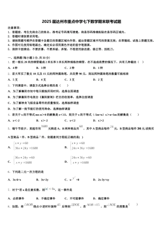2025届达州市重点中学七下数学期末联考试题含解析