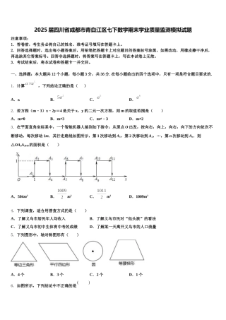 2025届四川省成都市青白江区七下数学期末学业质量监测模拟试题含解析