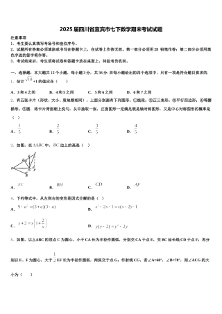 2025届四川省宜宾市七下数学期末考试试题含解析