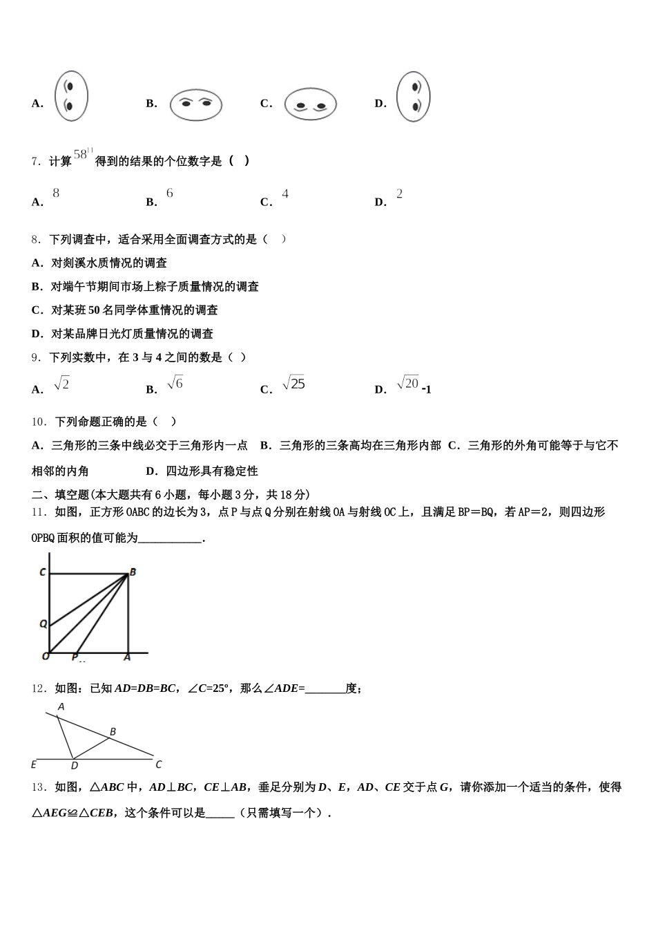 四川省什邡市城南学校2025届数学七年级第二学期期末复习检测试题含解析_第2页
