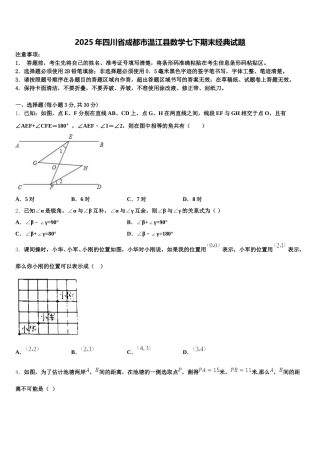 2025年四川省成都市温江县数学七下期末经典试题含解析