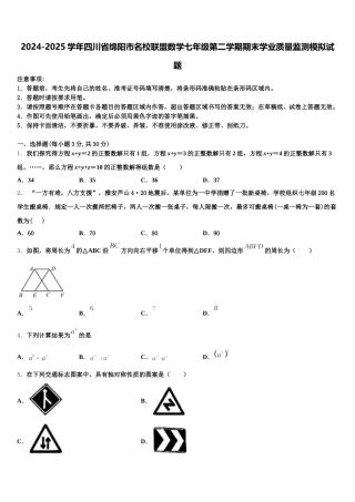 2024-2025学年四川省绵阳市名校联盟数学七年级第二学期期末学业质量监测模拟试题含解析