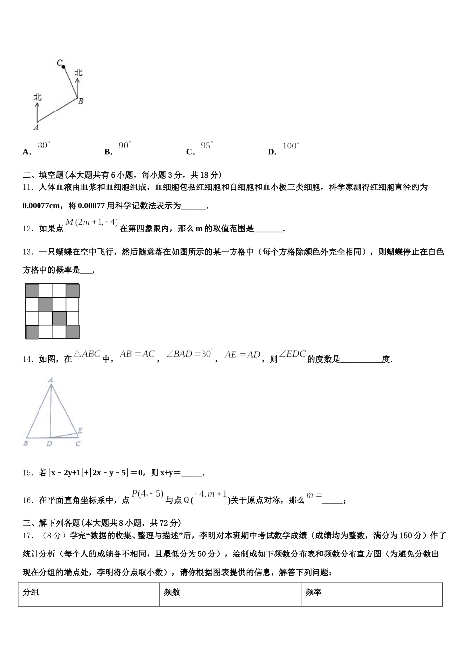 四川省成都市天府新区2025年数学七下期末调研模拟试题含解析_第3页