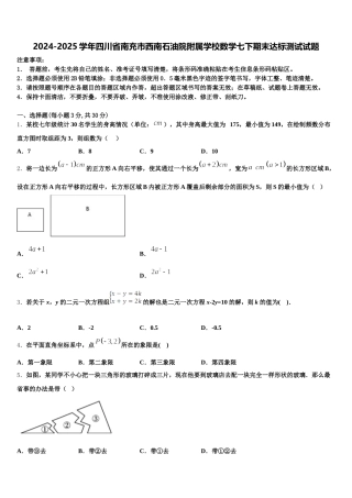 2024-2025学年四川省南充市西南石油院附属学校数学七下期末达标测试试题含解析