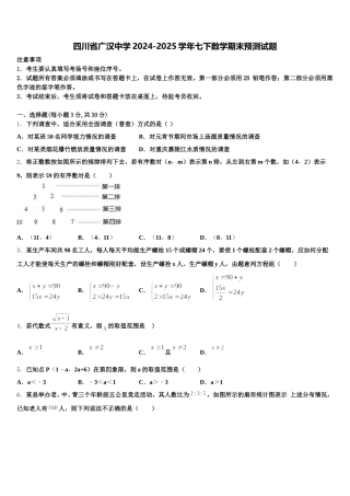 四川省广汉中学2024-2025学年七下数学期末预测试题含解析