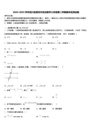 2024-2025学年四川省南充市名校数学七年级第二学期期末检测试题含解析
