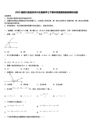 2025届四川省宜宾市兴文县数学七下期末质量跟踪监视模拟试题含解析