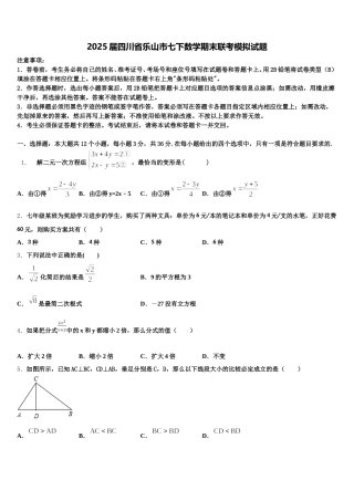 2025届四川省乐山市七下数学期末联考模拟试题含解析