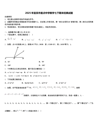 2025年宜宾市重点中学数学七下期末经典试题含解析