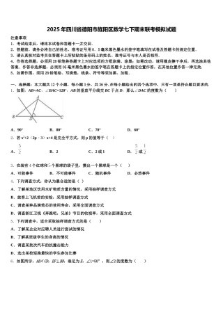 2025年四川省德阳市旌阳区数学七下期末联考模拟试题含解析