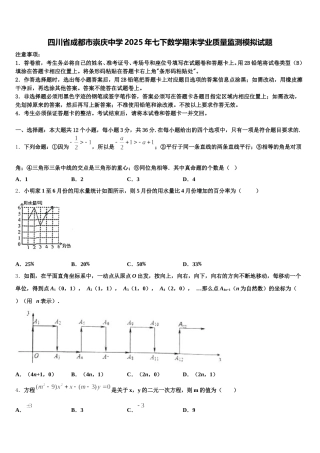 四川省成都市崇庆中学2025年七下数学期末学业质量监测模拟试题含解析