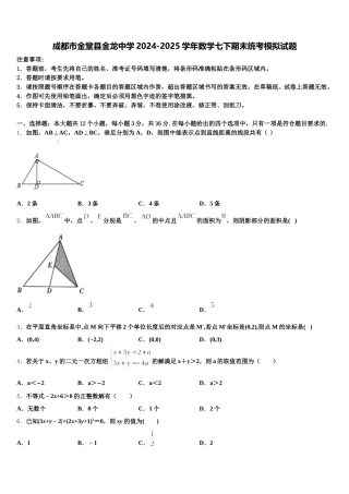 成都市金堂县金龙中学2024-2025学年数学七下期末统考模拟试题含解析