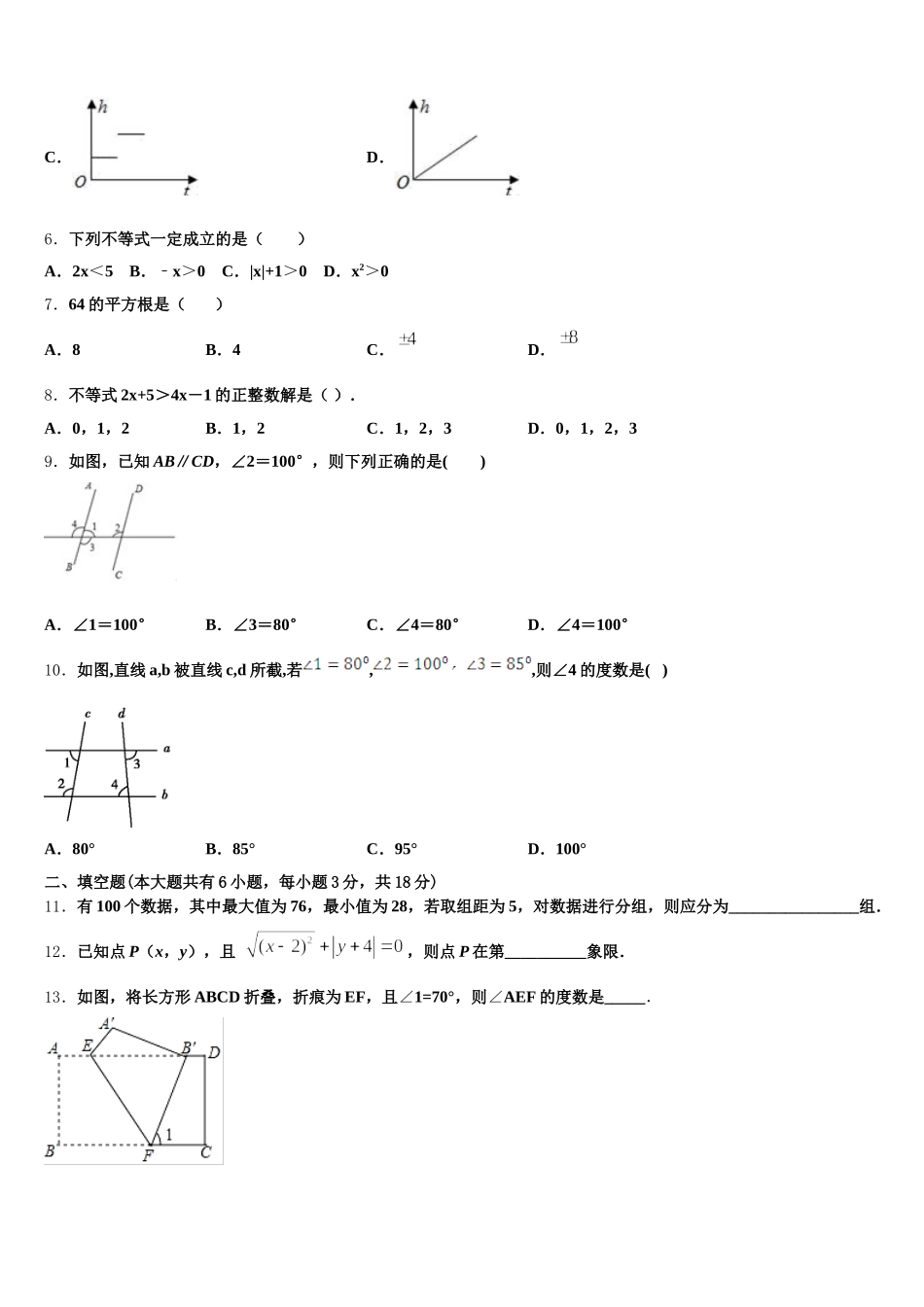 四川省什邡市城南学校2025年七年级数学第二学期期末学业水平测试模拟试题含解析_第2页