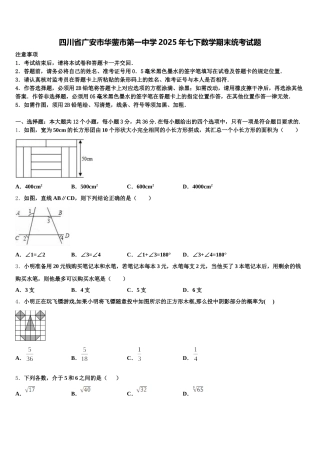 四川省广安市华蓥市第一中学2025年七下数学期末统考试题含解析
