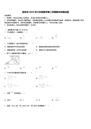 宜宾市2025年七年级数学第二学期期末经典试题含解析