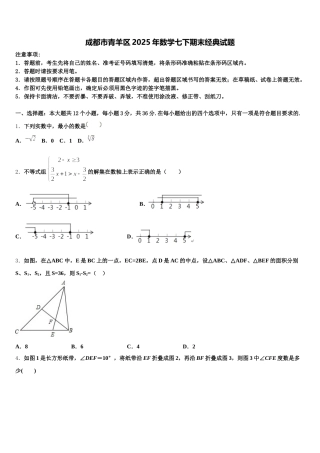 成都市青羊区2025年数学七下期末经典试题含解析