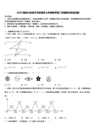 2025届四川省遂宁市安居区七年级数学第二学期期末检测试题含解析