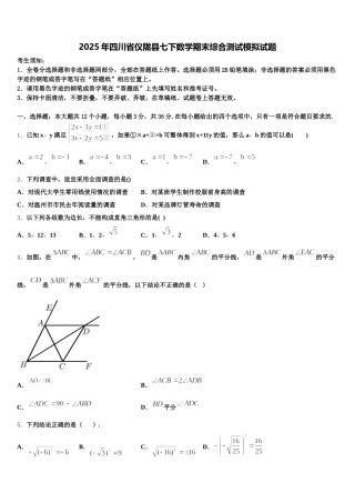 2025年四川省仪陇县七下数学期末综合测试模拟试题含解析