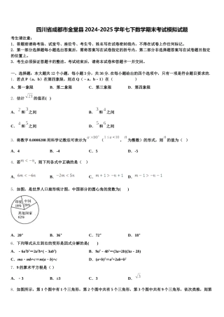 四川省成都市金堂县2024-2025学年七下数学期末考试模拟试题含解析