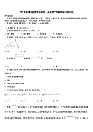 2025届四川省宜宾县数学七年级第二学期期末检测试题含解析