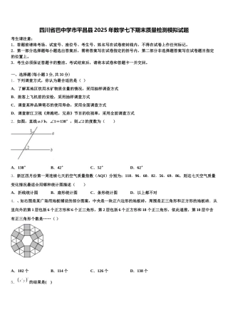 四川省巴中学市平昌县2025年数学七下期末质量检测模拟试题含解析