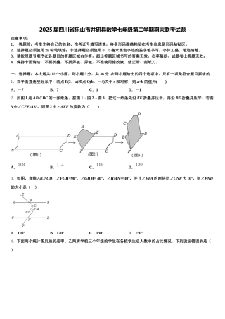 2025届四川省乐山市井研县数学七年级第二学期期末联考试题含解析