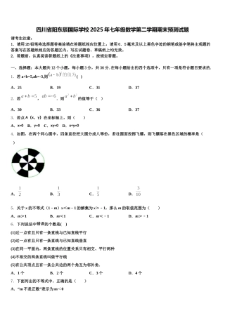 四川省阳东辰国际学校2025年七年级数学第二学期期末预测试题含解析