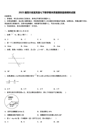 2025届四川省宜宾县七下数学期末质量跟踪监视模拟试题含解析