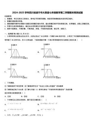 2024-2025学年四川省遂宁市大英县七年级数学第二学期期末预测试题含解析