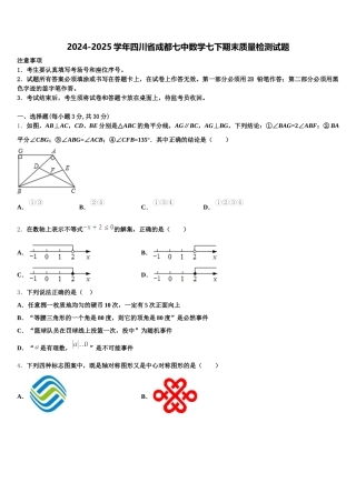 2024-2025学年四川省成都七中数学七下期末质量检测试题含解析