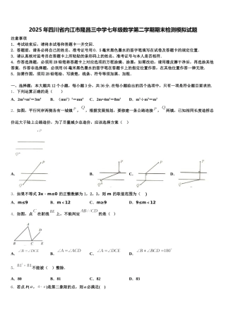 2025年四川省内江市隆昌三中学七年级数学第二学期期末检测模拟试题含解析