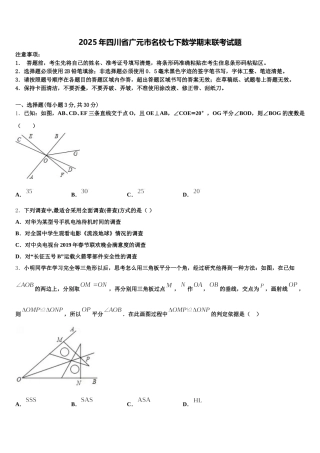 2025年四川省广元市名校七下数学期末联考试题含解析