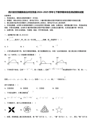 四川省甘孜藏族自治州甘孜县2024-2025学年七下数学期末综合测试模拟试题含解析