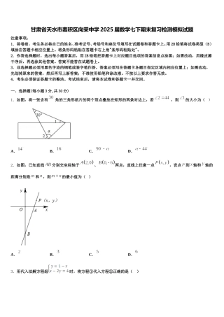 甘肃省天水市麦积区向荣中学2025届数学七下期末复习检测模拟试题含解析