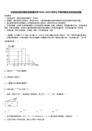 甘肃省庆阳市陇东院附属中学2024-2025学年七下数学期末达标测试试题含解析