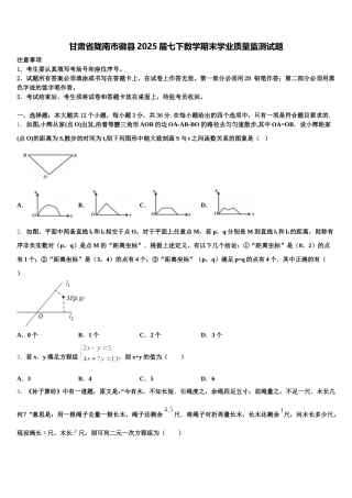 甘肃省陇南市徽县2025届七下数学期末学业质量监测试题含解析