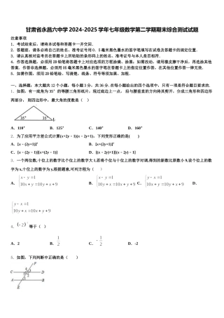甘肃省永昌六中学2024-2025学年七年级数学第二学期期末综合测试试题含解析