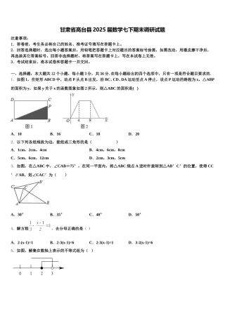 甘肃省高台县2025届数学七下期末调研试题含解析