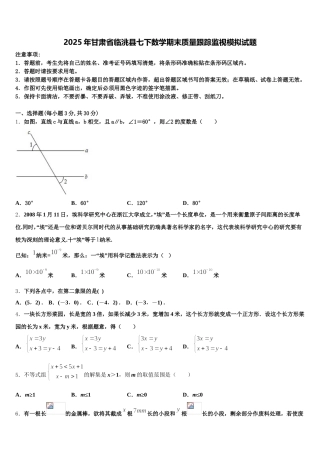 2025年甘肃省临洮县七下数学期末质量跟踪监视模拟试题含解析