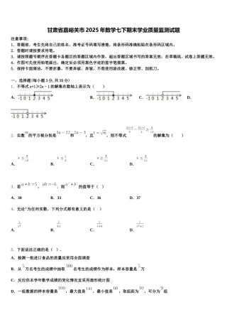 甘肃省嘉峪关市2025年数学七下期末学业质量监测试题含解析